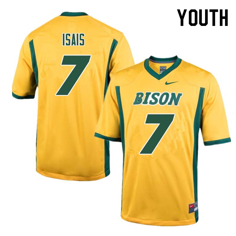Youth #7 Peter Isais North Dakota State Bison College Football Jerseys Sale-Yellow - Click Image to Close
